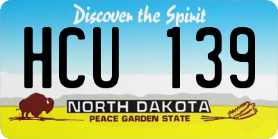 ND license plate HCU139