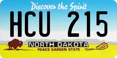 ND license plate HCU215