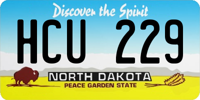 ND license plate HCU229