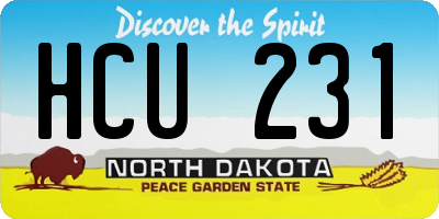 ND license plate HCU231