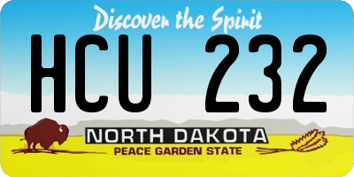 ND license plate HCU232