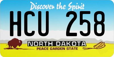 ND license plate HCU258