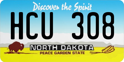 ND license plate HCU308
