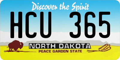 ND license plate HCU365