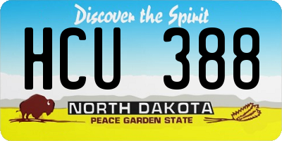 ND license plate HCU388