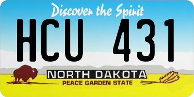 ND license plate HCU431