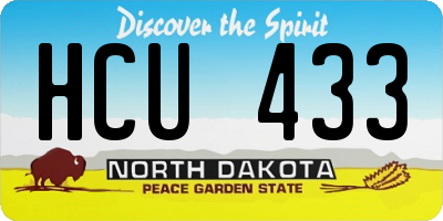 ND license plate HCU433