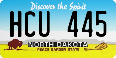 ND license plate HCU445