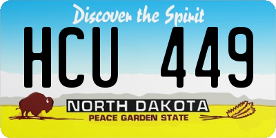 ND license plate HCU449