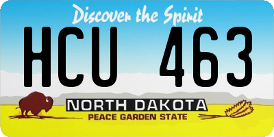 ND license plate HCU463