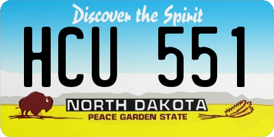 ND license plate HCU551
