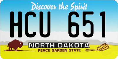 ND license plate HCU651