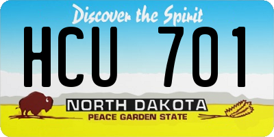 ND license plate HCU701