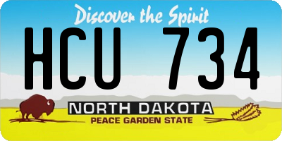 ND license plate HCU734