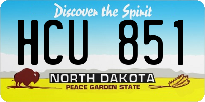 ND license plate HCU851