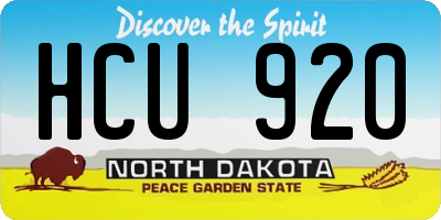 ND license plate HCU920