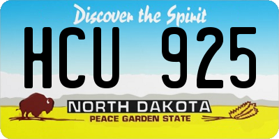 ND license plate HCU925