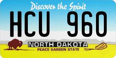ND license plate HCU960