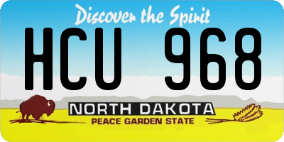 ND license plate HCU968