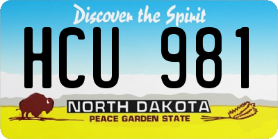 ND license plate HCU981