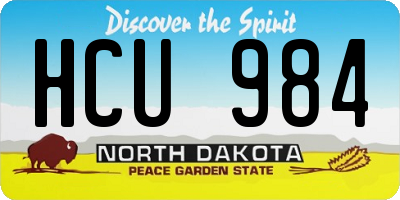 ND license plate HCU984