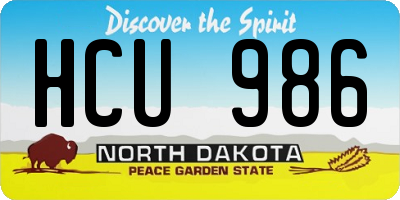 ND license plate HCU986