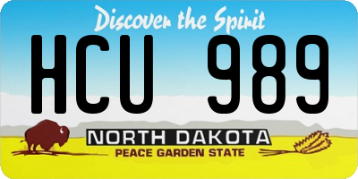ND license plate HCU989