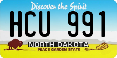 ND license plate HCU991