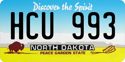 ND license plate HCU993