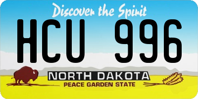 ND license plate HCU996