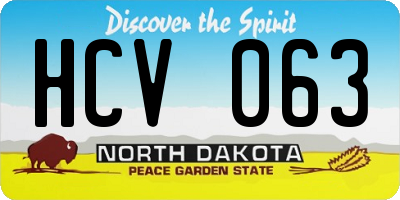ND license plate HCV063