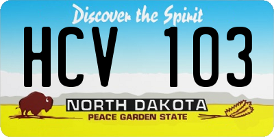 ND license plate HCV103