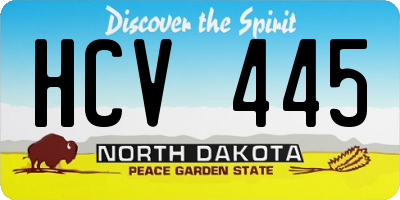 ND license plate HCV445