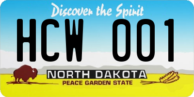ND license plate HCW001