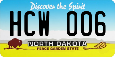 ND license plate HCW006