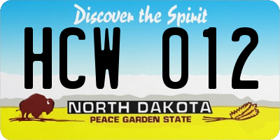 ND license plate HCW012