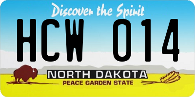 ND license plate HCW014