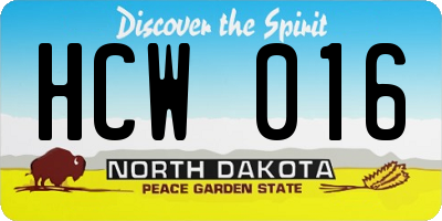 ND license plate HCW016