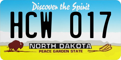 ND license plate HCW017