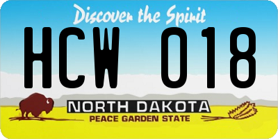 ND license plate HCW018