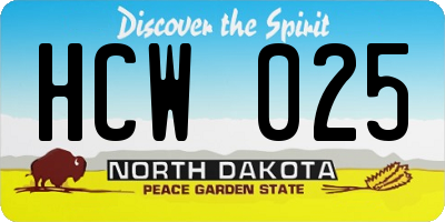 ND license plate HCW025