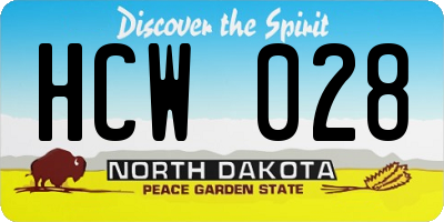 ND license plate HCW028