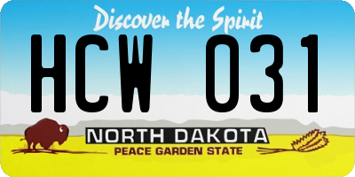ND license plate HCW031