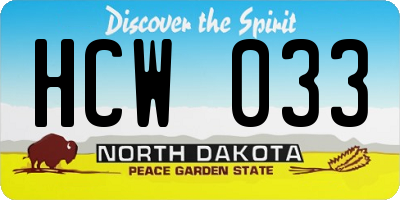 ND license plate HCW033