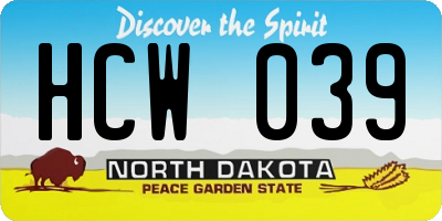 ND license plate HCW039