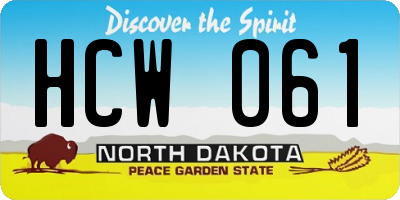 ND license plate HCW061