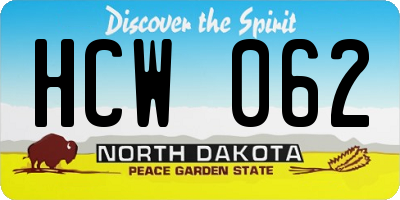ND license plate HCW062