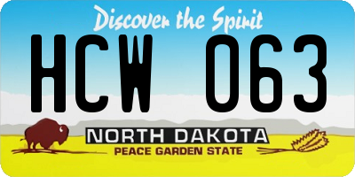 ND license plate HCW063