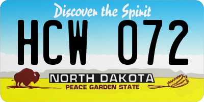 ND license plate HCW072