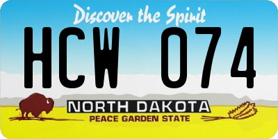 ND license plate HCW074
